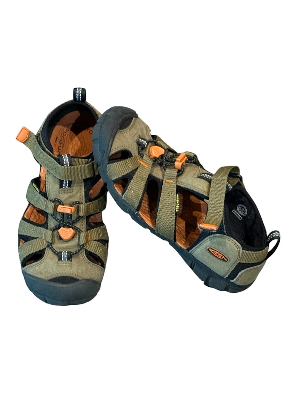 Keen Kids Olive Green and Orange Closed-Toe Sport Sandals